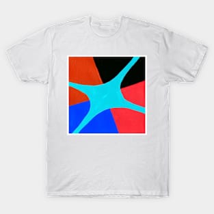 Inverted Blue Orange Black Geometric Abstract Acrylic Painting T-Shirt